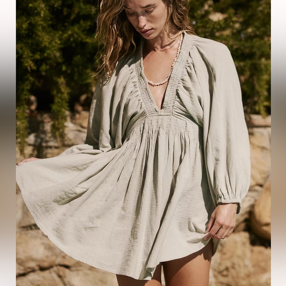 Free People For the Moment Mini Dress in the color Blue Surf